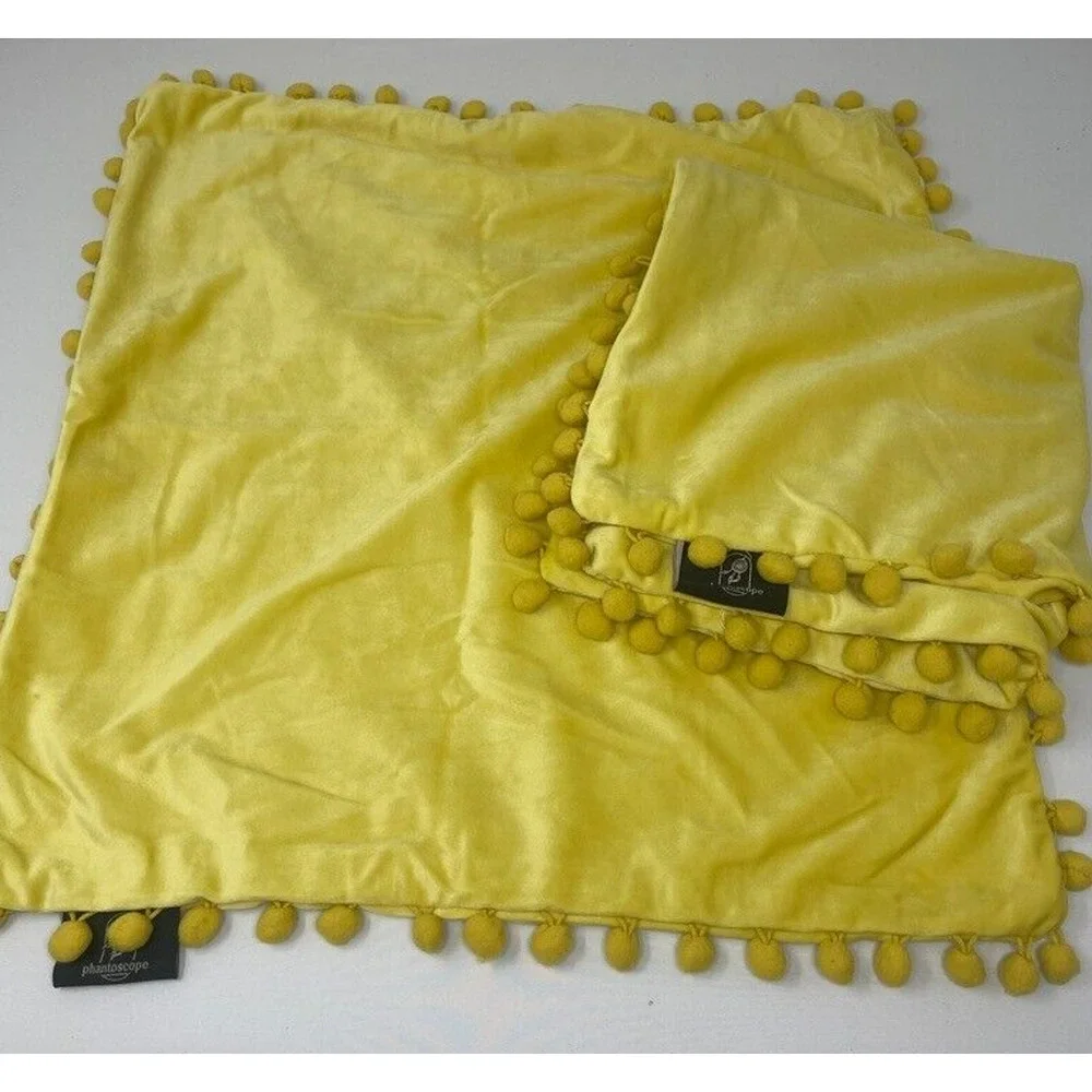 Phantoscope Velvet‎ Decorative Throw Pillow Covers Boho Soft Solid Square Yellow